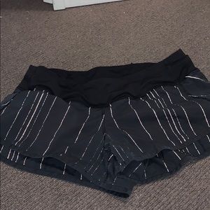 Lululemon workout shorts with reflective stripes